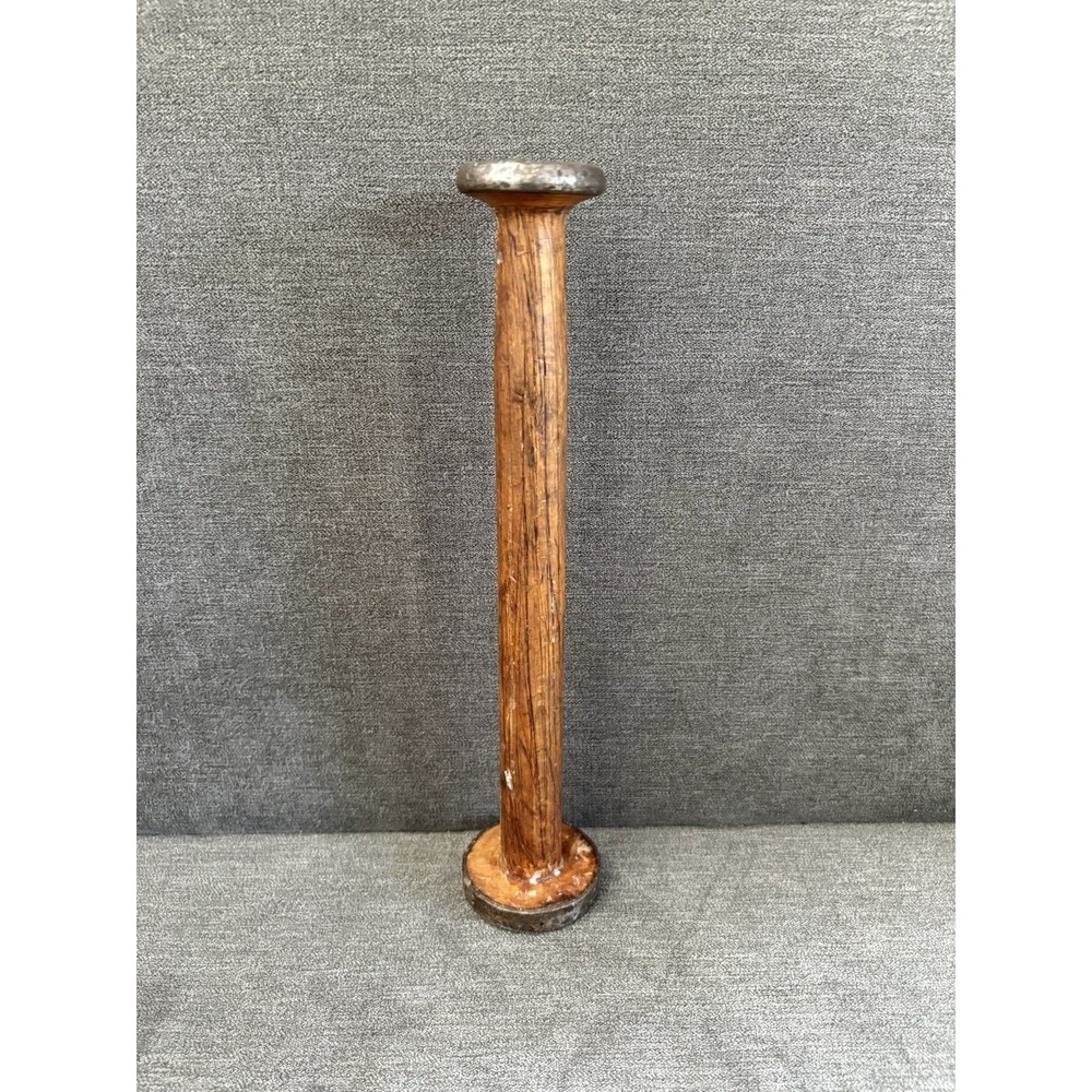 Vintage Wooden Textile Mill Thread Spool Antique Bobbin Reel 12.5" Candle Votive